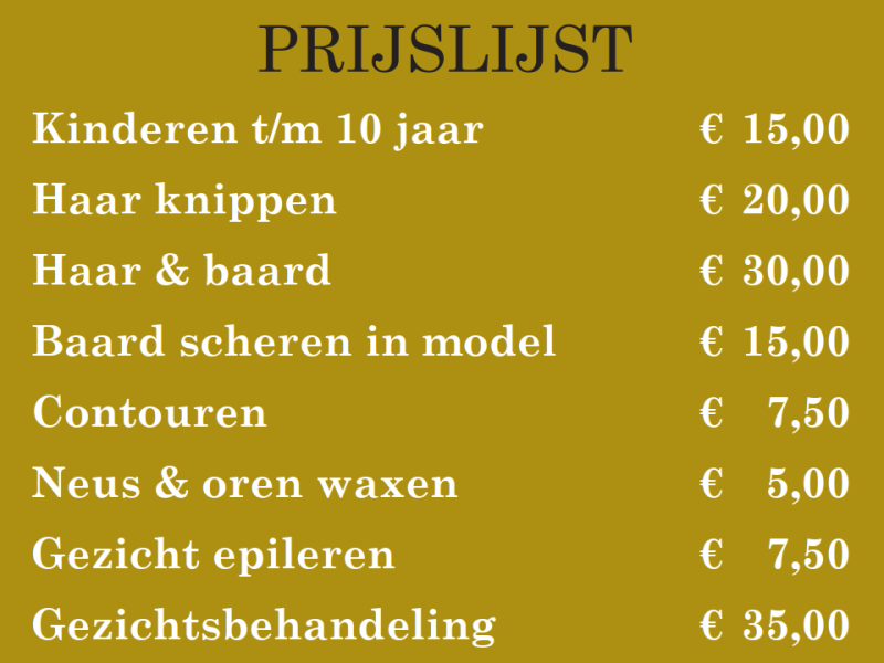prijslijst